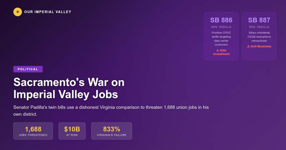 SB 886 y SB 887: La Guerra de Sacramento Contra los Empleos del Valle Imperial